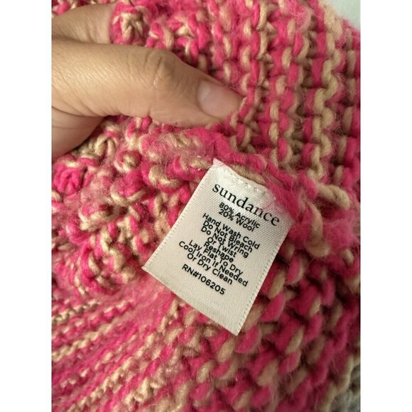 Sundance Selina Wool Blend Crochet Knit Open Font Longline Cardigan Pink Preppy - Picture 8 of 10